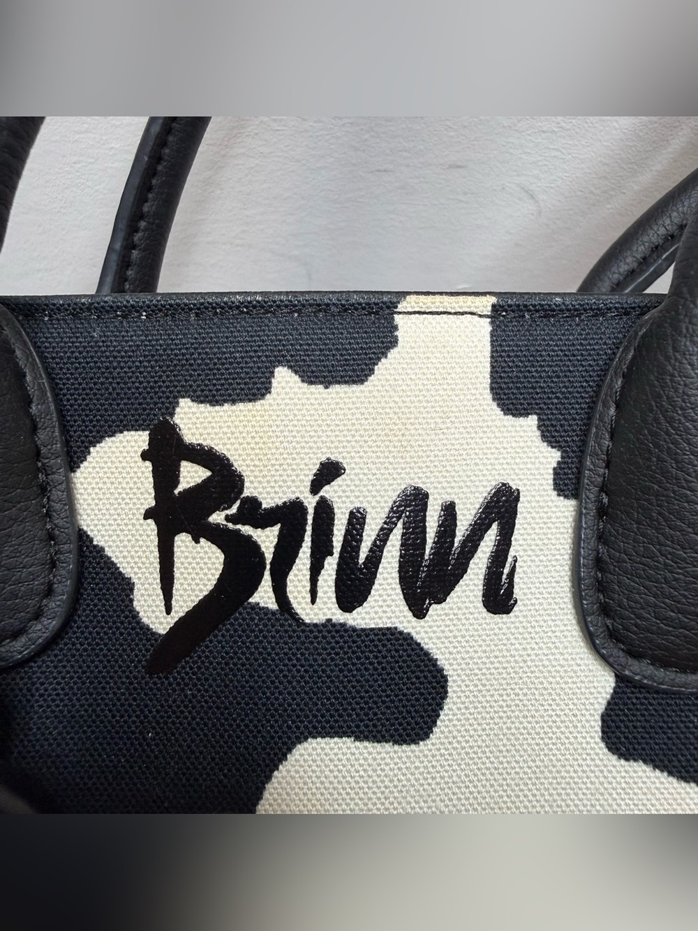 Black & White Cow-Print Canvas Shoulder Bag - Picture 2 of 10